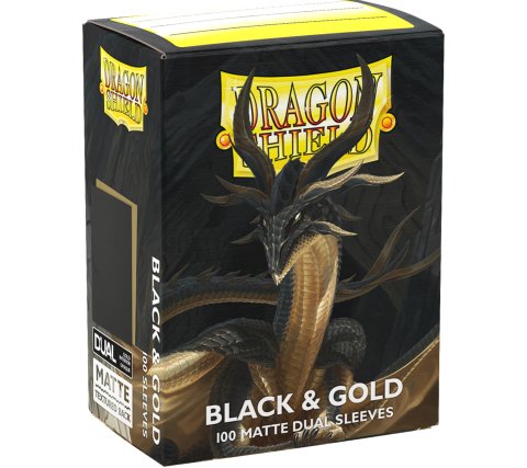 Dragon Shield Sleeves - Standard size - Matte Dual - Black & Gold (100 Sleeves)
