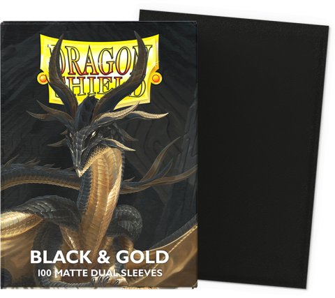 Dragon Shield Sleeves - Standard size - Matte Dual - Black & Gold (100 Sleeves)