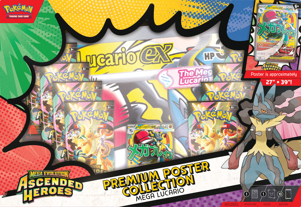 !PRE-ORDER! Pokémon TCG: Mega Evolution—Ascended Heroes Premium Poster Collection—Mega Lucario