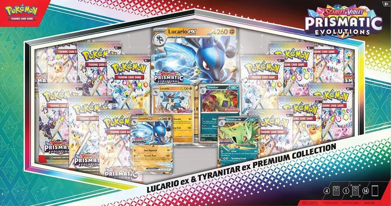 Pokemon TCG - Prismatic Evolutions Lucario ex & Tyranitar ex Premium Collection