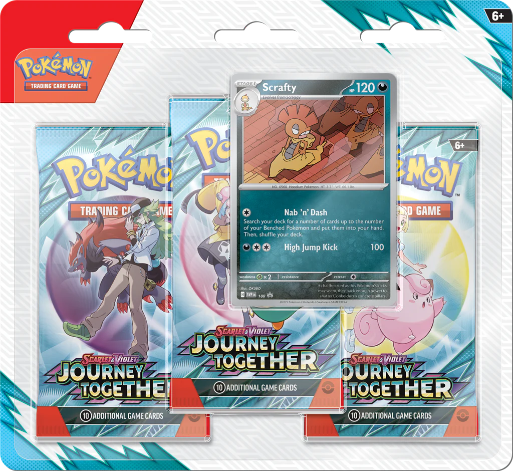 !Pre-Order! Pokémon TCG - Journey Together 3 Pack Blister Scrafty